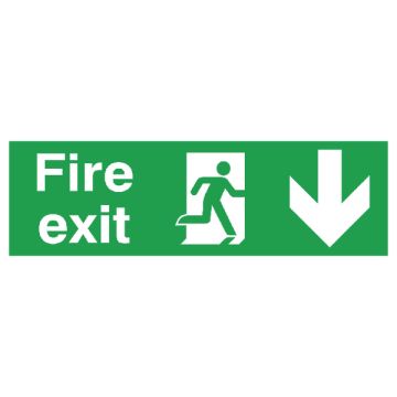 Fire Exit Sign Down 150 x 450mm PVC
