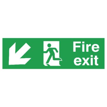 Fire Exit Sign Down Left 150 x 450mm PVC