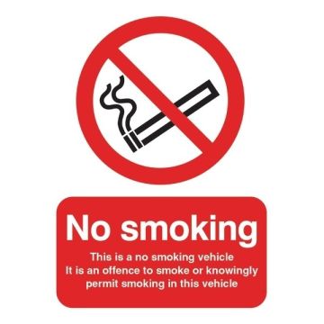No Smoking This Is A No Smoking Vehicle Sign 100 x 75mm S/A