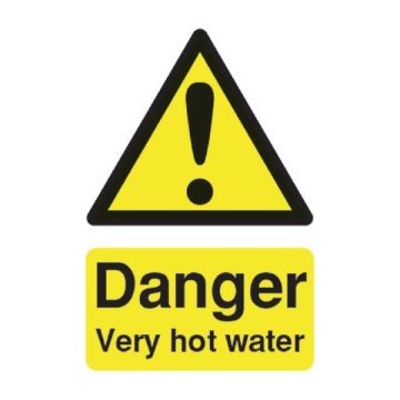 Danger Very Hot Water Sign 70 x 50mm S/A