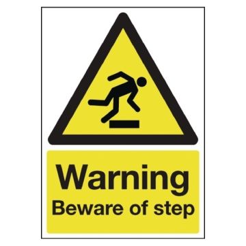 Warning Beware of Step Sign A5 PVC