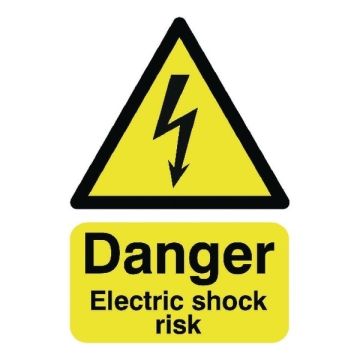 Danger Electric Shock Risk Sign A5 S/A