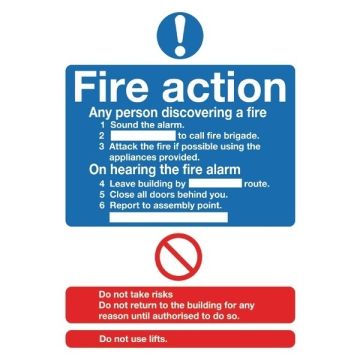Fire Action Sign A5 PVC