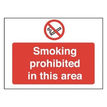 Smoking Prohibited In This Area Sign 450 x 600mm PVC