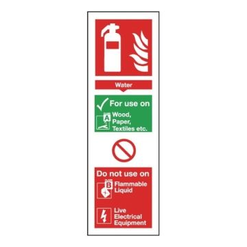 Water Fire Extinguisher Sign 280 x 90mm S/A
