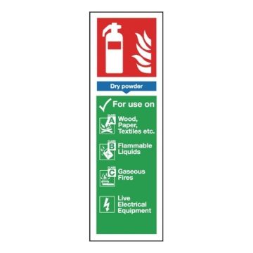 Dry Powder Fire Extinguisher Sign 280 x 90mm S/A