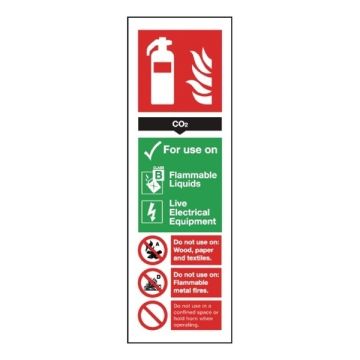 Carbon Dioxide Fire Extinguisher Sign 280 x 90mm S/A
