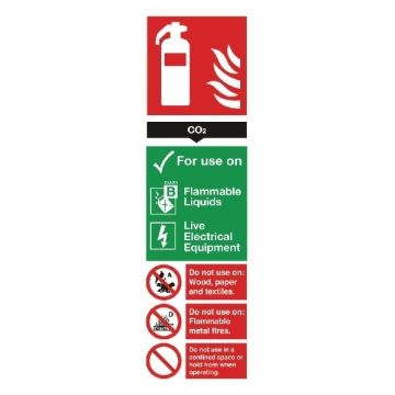 Carbon Dioxide Fire Extinguisher Sign 280 x 90mm PVC