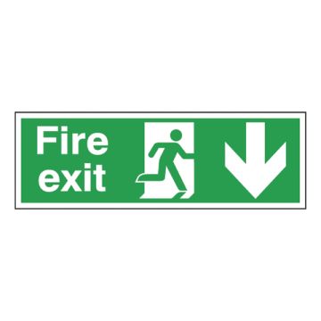 Fire Exit Sign Down 150 x 450mm S/A