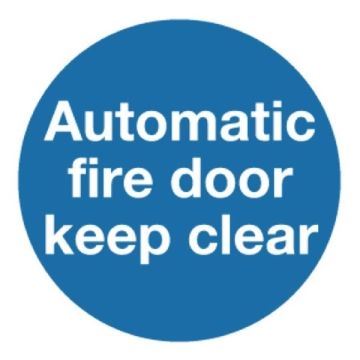 Automatic Fire Door Keep Clear Sign 100 x 100mm S/A - Pack of 5