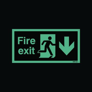 Fire Exit Niteglo Sign Down 150 x 450mm S/A