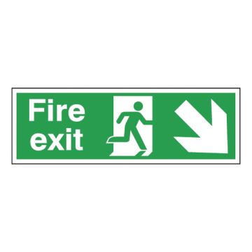 Fire Exit Sign Down Right 150 x 450mm S/A