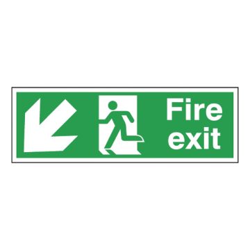 Fire Exit Sign Down Left 150 x 450mm S/A