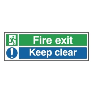Fire Exit Keep Clear Sign 150 x 450 S/A