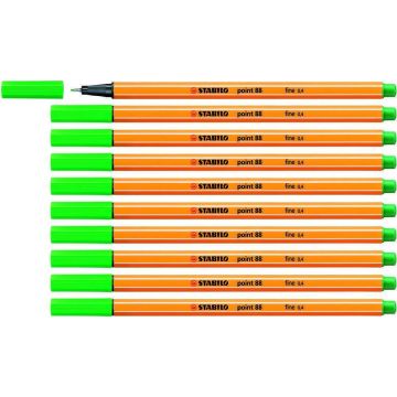 Stabilo Point 88 Fineliner - Green - Pack of 10