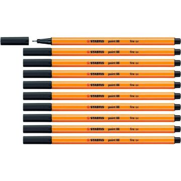 Stabilo Point 88 Fineliner - Black - Pack of 10