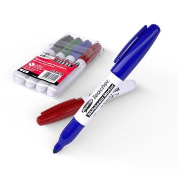 Show-me Teacher Drywipe Whiteboard Markers Assorted - Pack of 4