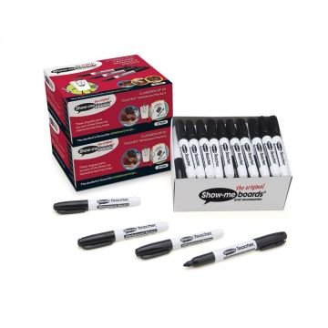 Show-me Teacher Drywipe Whiteboard Markers Black - Pack of 50
