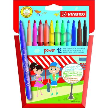Stabilo Power Broad Fibre Tips - Assorted - Pack of 12