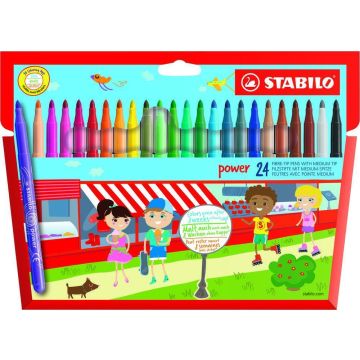 Stabilo Power Broad Fibre Tips - Assorted - Pack of 24