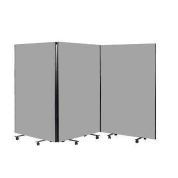 Busyscreen Tripe Safety Partition 1525 x 1200mm Black Trim Loop Nylon Light Grey