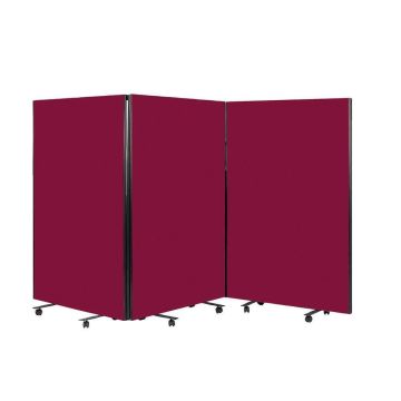 Busyscreen Tripe Safety Partition 1825 x 1200mm Black Trim Loop Nylon Burgundy