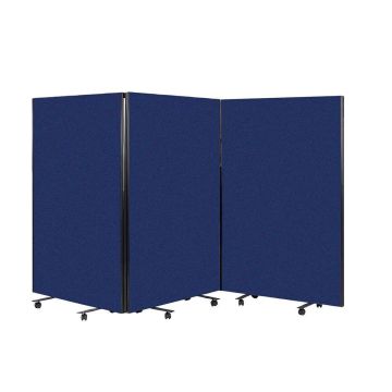 Busyscreen Tripe Safety Partition 1825 x 1200mm Black Trim Woven Dark Blue