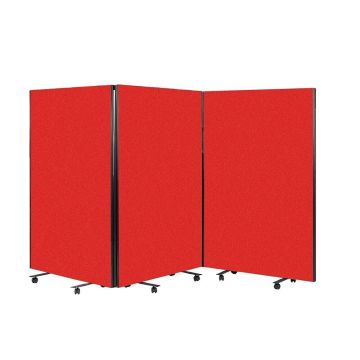 Busyscreen Tripe Safety Partition 1825 x 1200mm Black Trim Woven Red