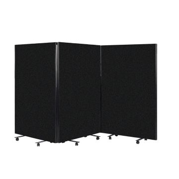Busyscreen Tripe Safety Partition 1825 x 1200mm Black Trim Woven Black