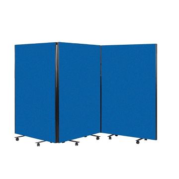 Busyscreen Tripe Safety Partition 1825 x 1200mm Black Trim Woven Royal Blue