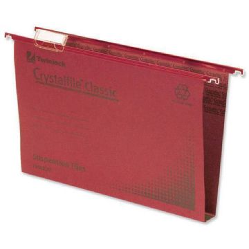 Crystalfile 50mm Suspension Files Foolscap - Red - Pack of 50