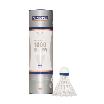 VICTOR 1000 Silver Nylon Shuttlecock - White - Fast - Pack of 6