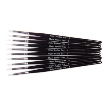 White Synthetic Sable Brushes Size 0 - Pack of 10