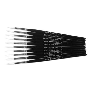 White Synthetic Sable Brushes Size 6 - Pack of 10