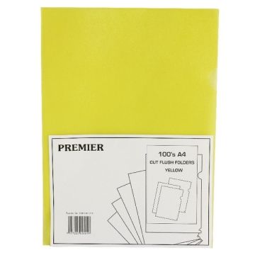 Cut Flush Folders - Yellow - Pack of 100
