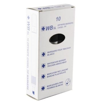 Drywipe Whiteboard Markers Chisel Tip - Black - Pack of 10