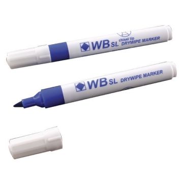 Drywipe Whiteboard Markers Chisel Tip - Blue - Pack of 10