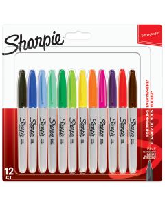 Sharpie Permanent Markers - Fine Tip - Assorted - Pack of 12