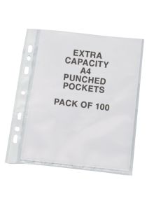 Punched Pocket A4 Extra Wide Clear - Pack of 100