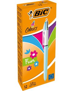 BIC 4 Colours Fun Retractable Ballpoint Pen - Pack of 12