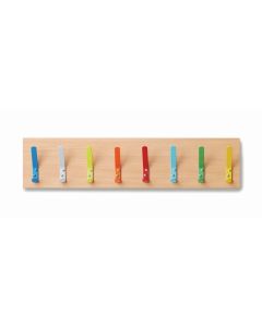 Beech Wall Coat Rail - Multi - 8 Hooks
