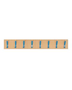 Beech Wall Coat Rail - Blue - 8 Hooks - Single Sided