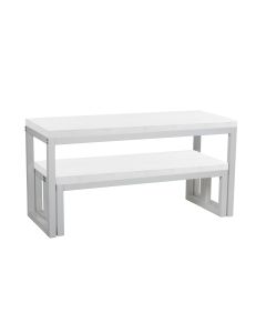 Cube Table and Bench Set - White