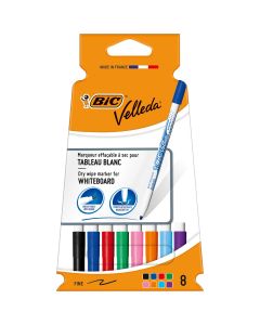 BIC Velleda 1721 Dry Wipe Markers - Fine Tip - Assorted - Pack of 8