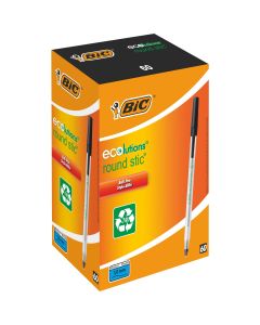 BIC Eco Round Stic Ballpoint Pen - Black - Pack of 60