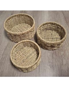 Circular Seagrass Baskets - Set of 3