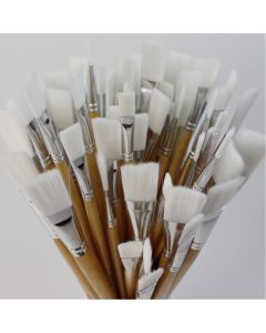 Student Flat Synthetic Long Handled Brush Bulk Pack