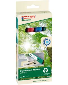 Edding-21 Eco Bullet Permanent Marker - Assorted Colours - Pack of 4
