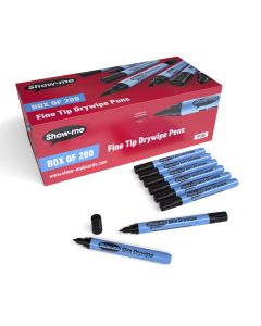 Show-me Slim Fine Tip Drywipe Pen - Black - Pack of 200