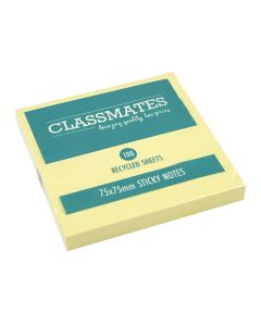 Classmates Recycled Sticky Notes Yellow 75 x 75mm - Pack of 12